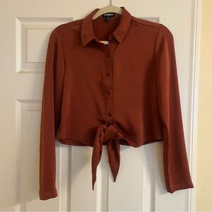 Express Women's Terracotta Button-Down Shirt